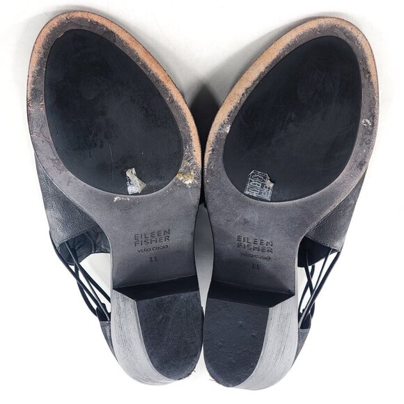 EILEEN FISHER Nikki Peep Toe Sandal Black - Picture 13 of 15
